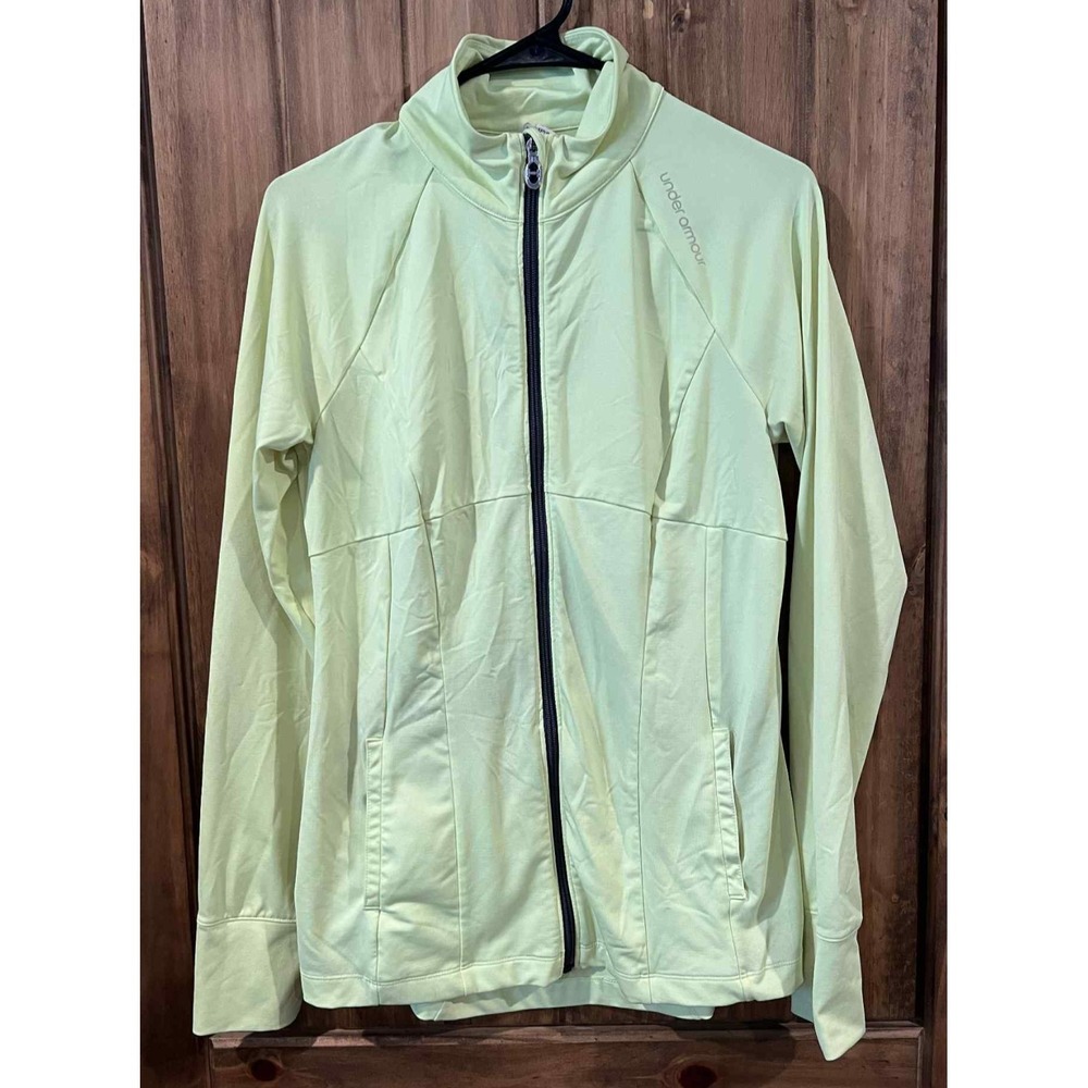Under‎ Armour Jacket Womens M Lime Green Full Zip Long Sleeve Semi Fitted Track